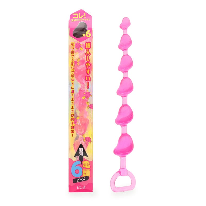 直列6亀〇ビーズ ピンク(p-349)